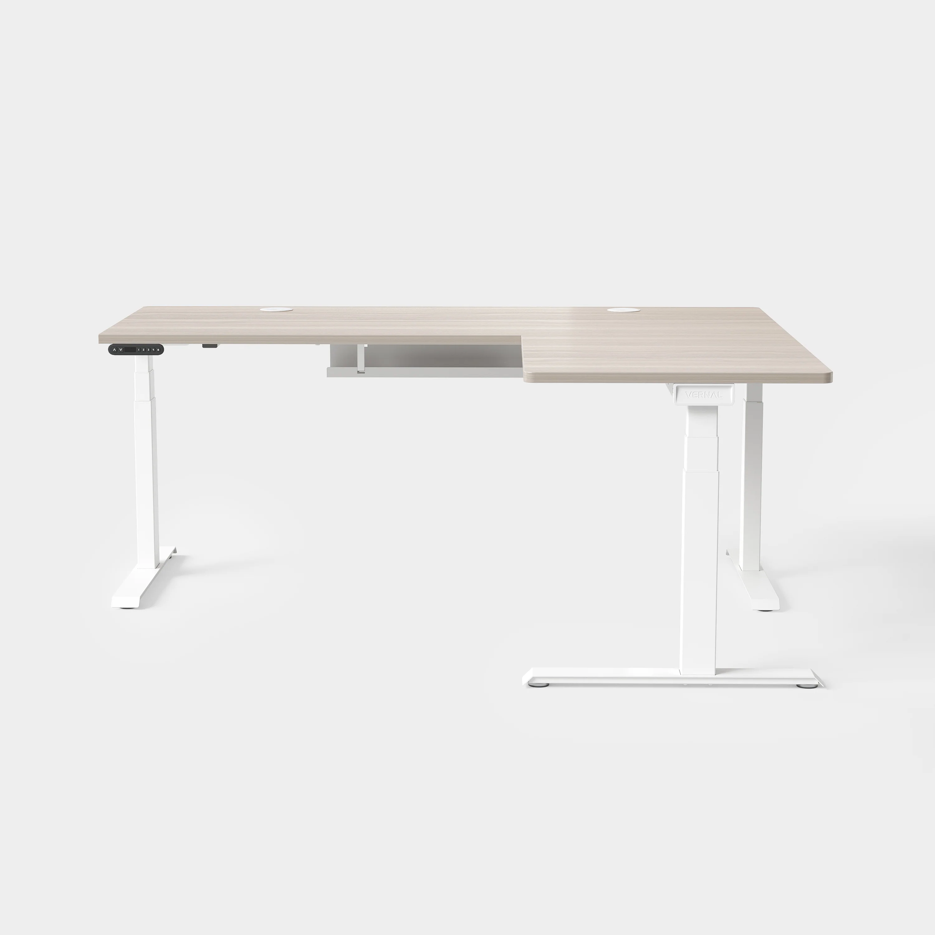 Vernal L-Shaped Standing Desks - Light Walnut/White - Image 3