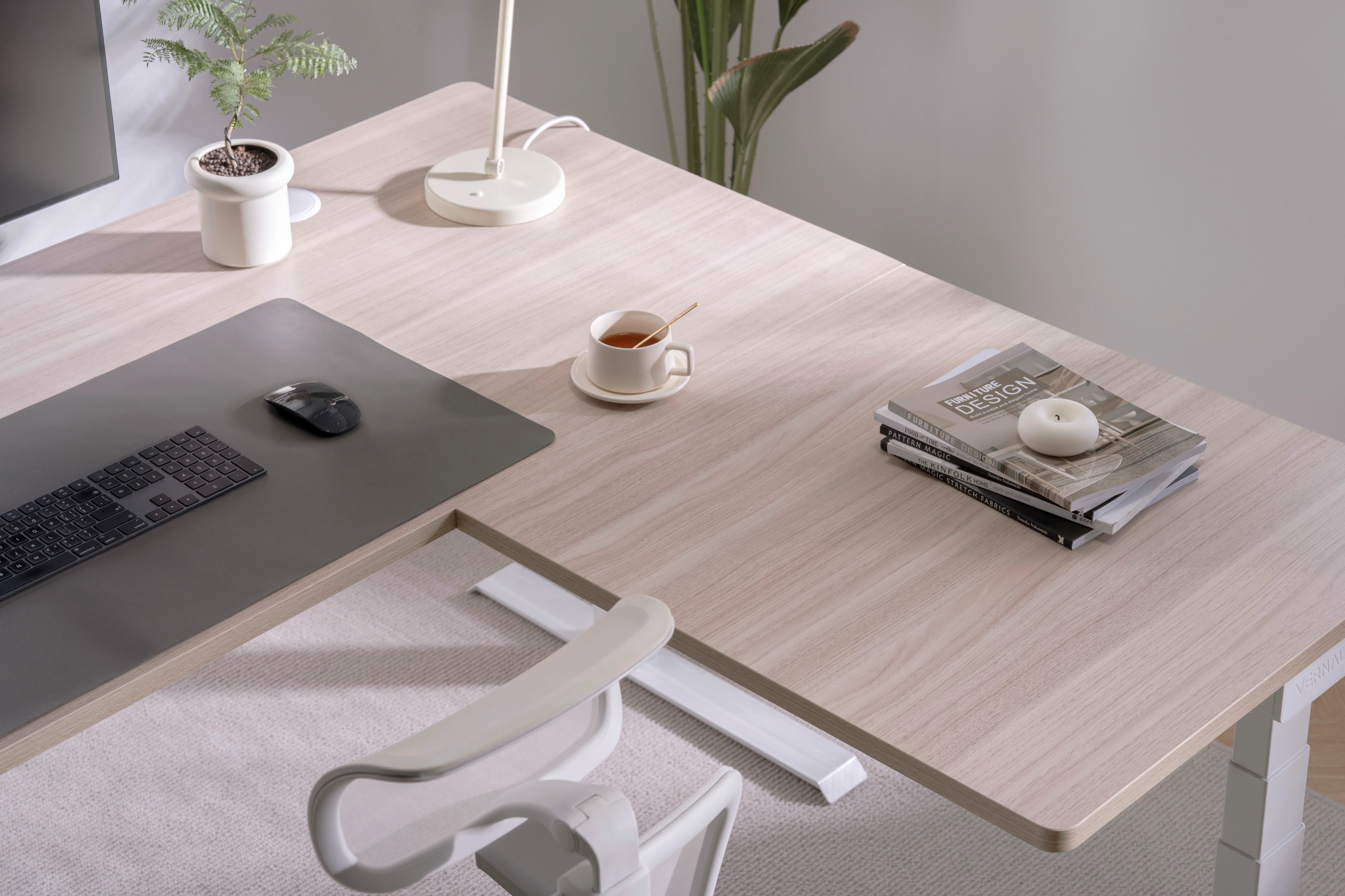 Vernal L-Shaped Standing Desks - Light Walnut/White - Image 4